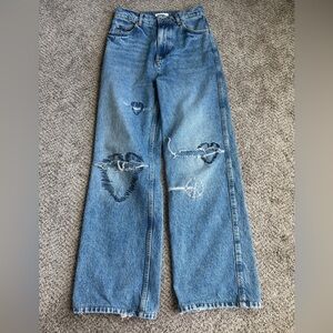 Sandro Blue Distressed Embroidered Hearts Women Jeans 36